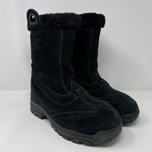 Sorel Waterfall Slip 2 NL1782 Suede Insulated Thinsulate Zip Black Women US 10